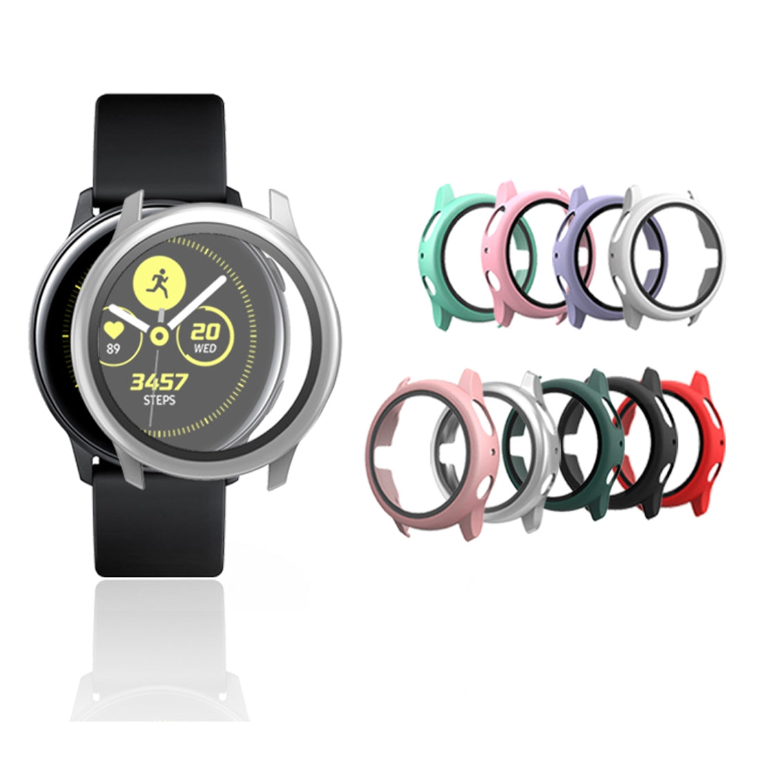 For-Samsung-Galaxy-Watch-Active-2-40mm-PC-Protective-Case-with-Tempered-Glass-Film(Cyan)