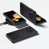 For-Honor-Magic-V3-Dual-Color-Lichi-Texture-PU-Phone-Case(Black)