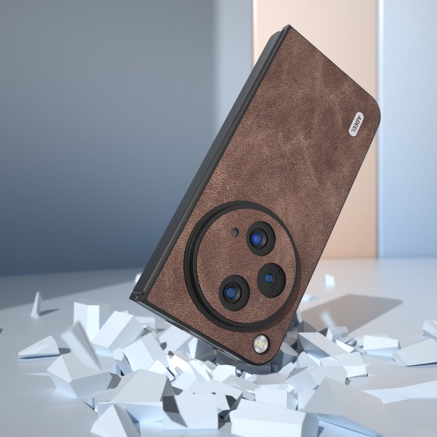 For-OPPO-Find-N3-ABEEL-PU-Leather-Black-Edge-Phone-Case(Coffee)