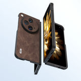 For-OPPO-Find-N3-ABEEL-PU-Leather-Black-Edge-Phone-Case(Coffee)