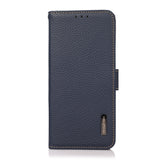 For-Google-Pixel-9a-KHAZNEH-Side-Magnetic-Litchi-Genuine-Leather-RFID-Phone-Case(Blue)