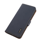 For-Google-Pixel-9a-KHAZNEH-Side-Magnetic-Litchi-Genuine-Leather-RFID-Phone-Case(Blue)