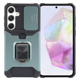 For-Samsung-Galaxy-A35-Camera-Shield-Card-Slot-PC+TPU-Phone-Case(Dark-Green)