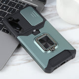 For-Samsung-Galaxy-A35-Camera-Shield-Card-Slot-PC+TPU-Phone-Case(Dark-Green)