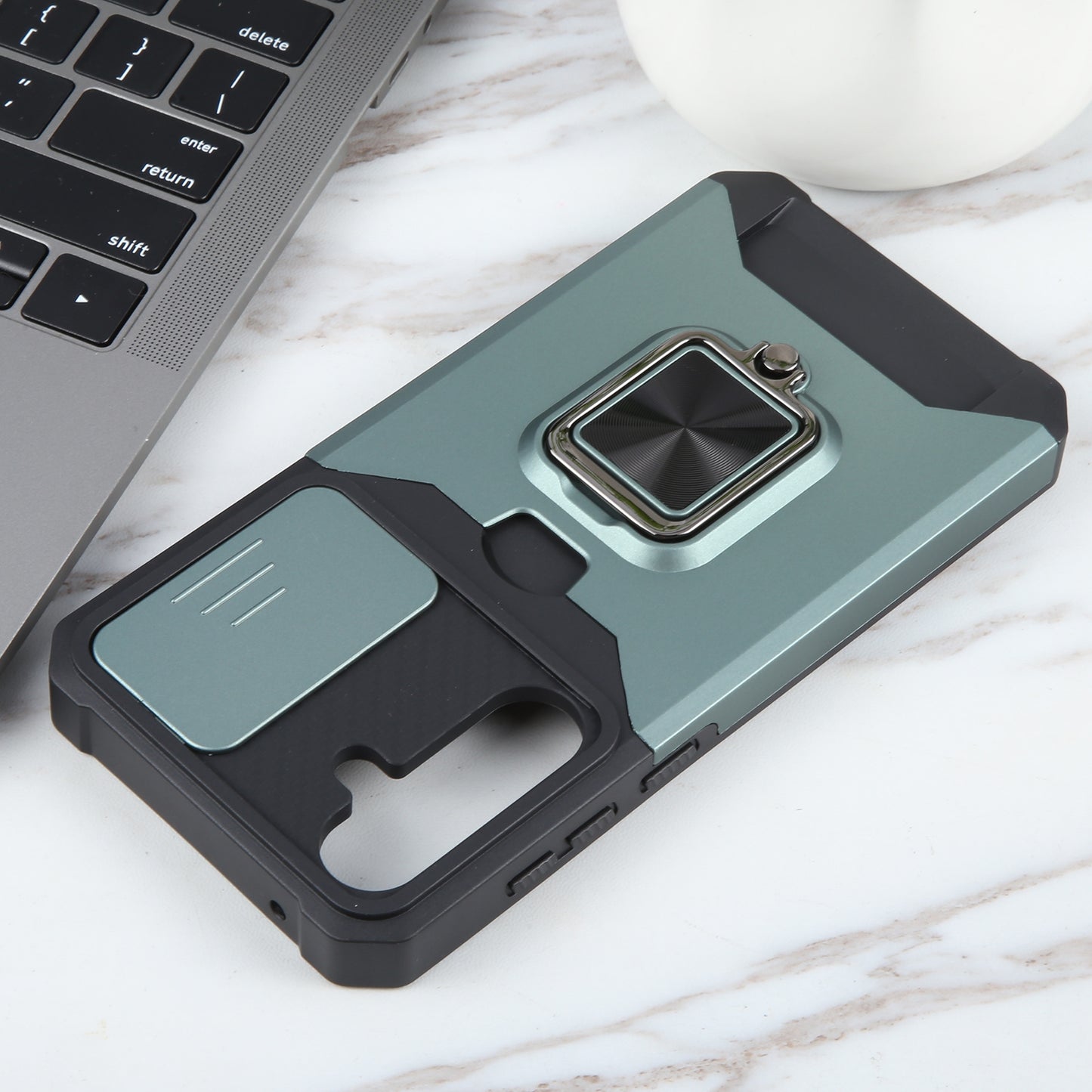 For-Samsung-Galaxy-A35-Camera-Shield-Card-Slot-PC+TPU-Phone-Case(Dark-Green)