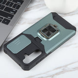 For-Samsung-Galaxy-A35-Camera-Shield-Card-Slot-PC+TPU-Phone-Case(Dark-Green)