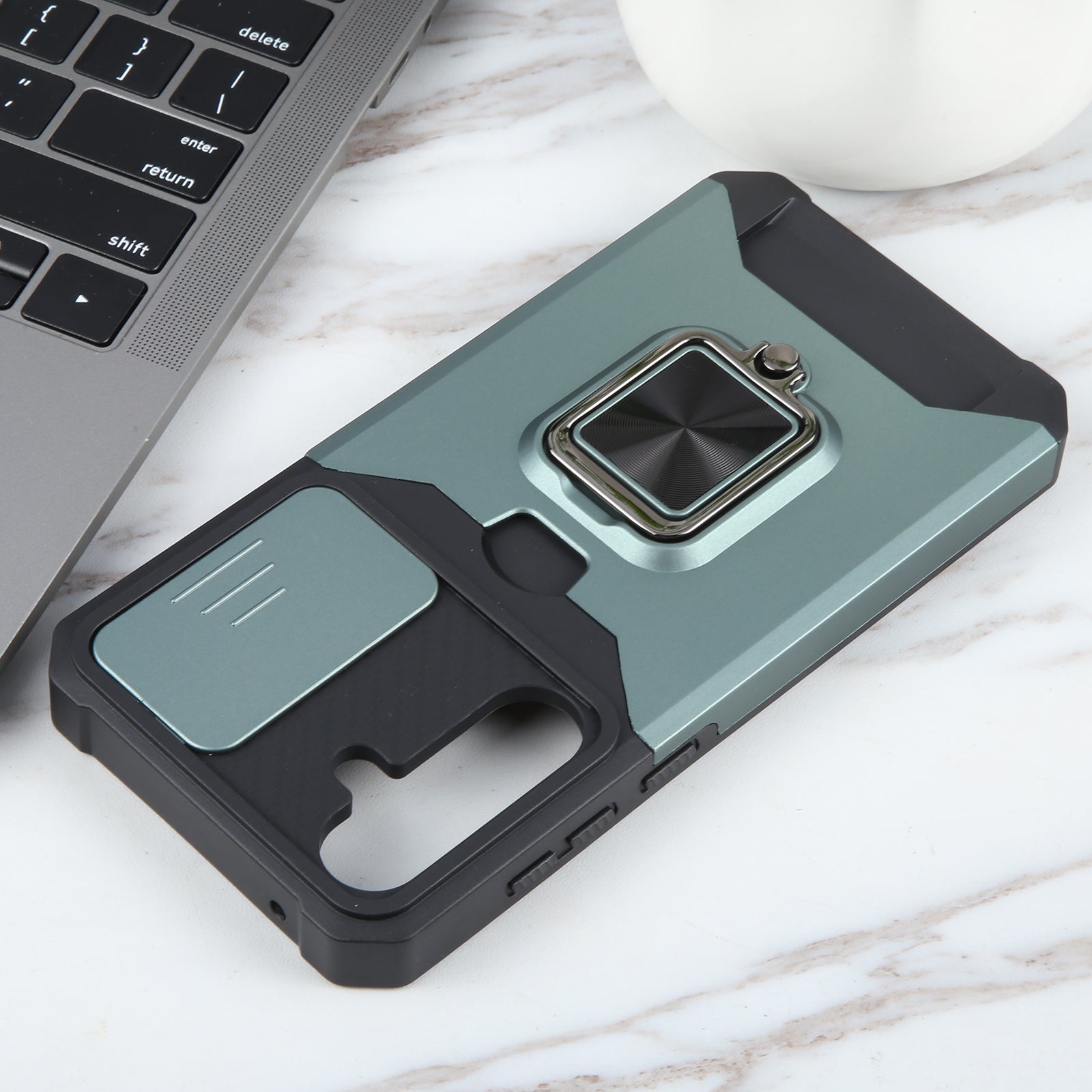 For-Samsung-Galaxy-A35-Camera-Shield-Card-Slot-PC+TPU-Phone-Case(Dark-Green)