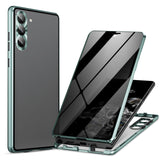 For-Samsung-Galaxy-S24-5G-Privacy-Full-Cover-Magnetic-Metal-Tempered-Glass-Phone-Case(Green)