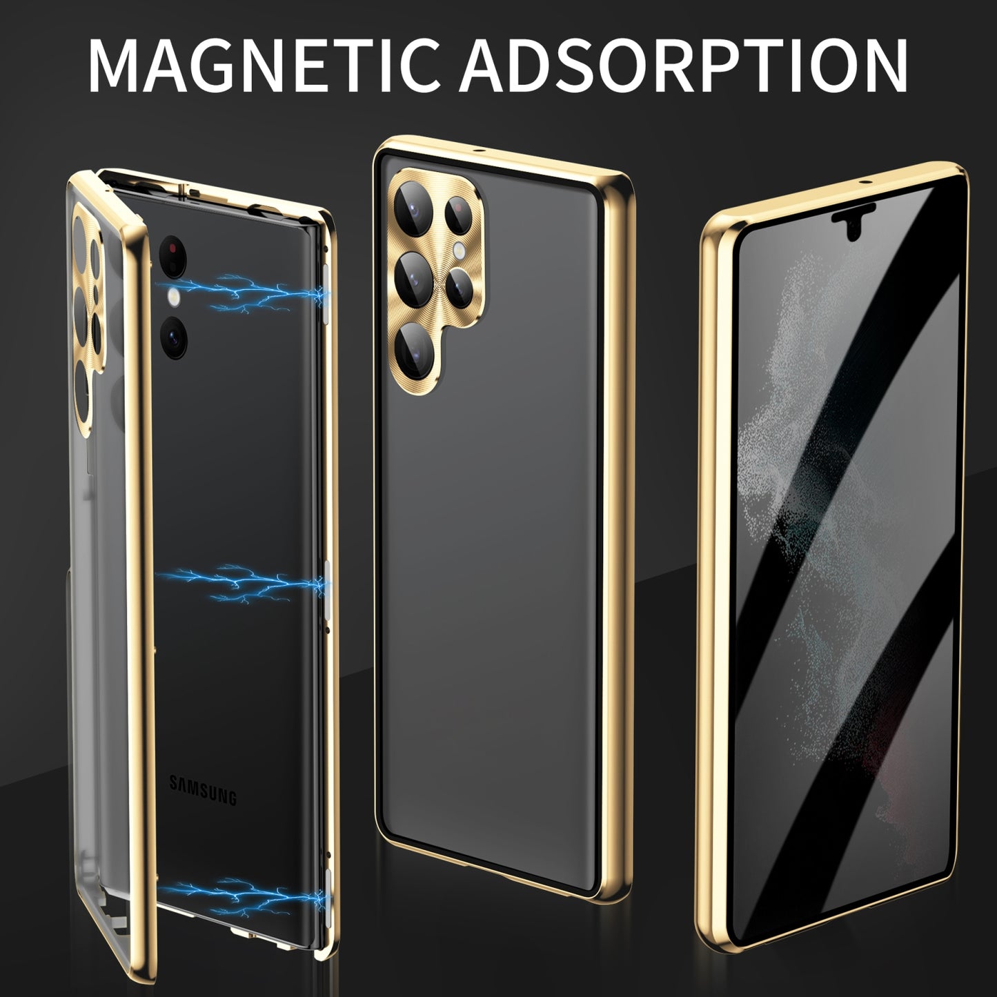 For-Samsung-Galaxy-S24-5G-Privacy-Full-Cover-Magnetic-Metal-Tempered-Glass-Phone-Case(Green)