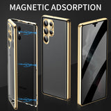 For-Samsung-Galaxy-S24-5G-Privacy-Full-Cover-Magnetic-Metal-Tempered-Glass-Phone-Case(Green)