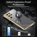 For-Samsung-Galaxy-S24-5G-Privacy-Full-Cover-Magnetic-Metal-Tempered-Glass-Phone-Case(Green)