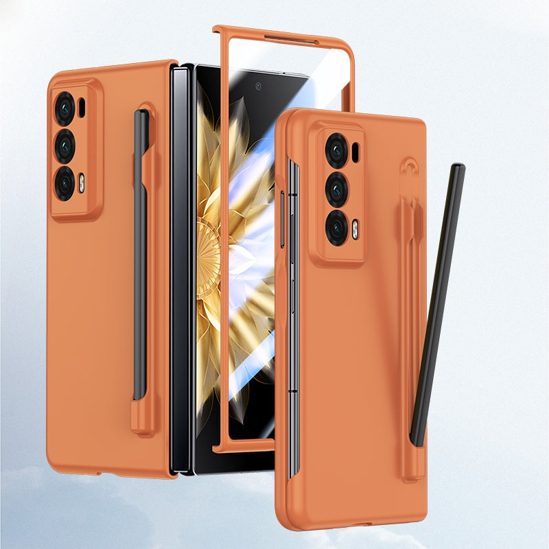 For-Honor-Magic-V2-Integrated-Skin-Feel-PC-Phone-Case-with-Pen-/-Pen-Box(Orange)