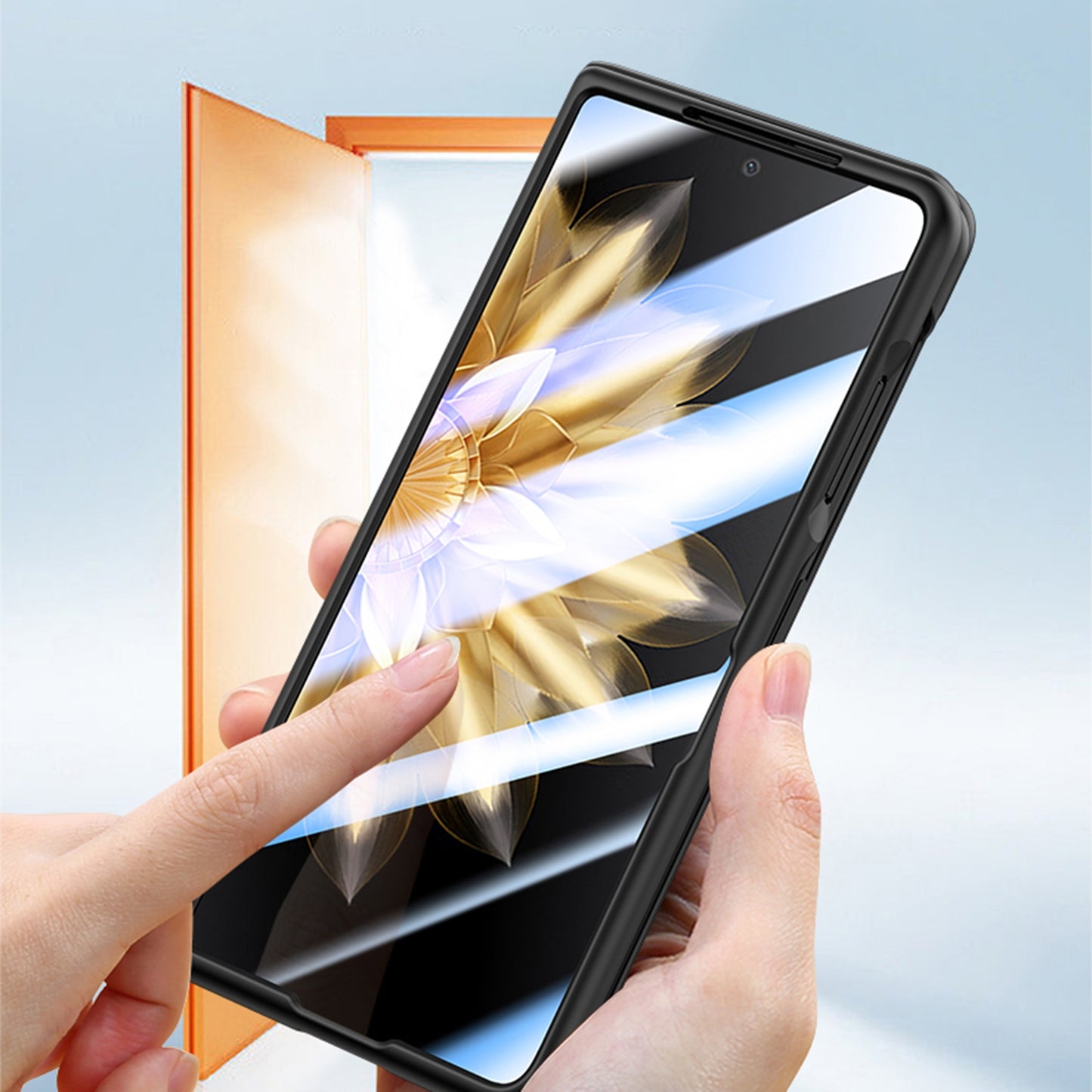 For-Honor-Magic-V2-Integrated-Skin-Feel-PC-Phone-Case-with-Pen-/-Pen-Box(Orange)