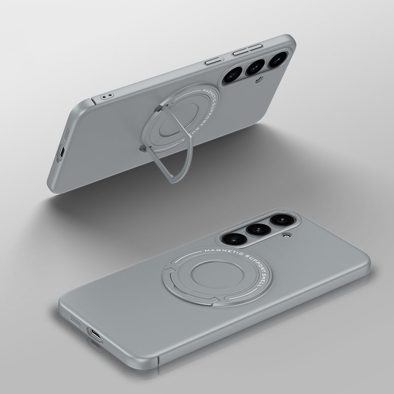 For-Samsung-Galaxy-S24-5G-Matte-Magsafe-Magnetic-Phone-Case-with-Trolley-Holder(Grey)