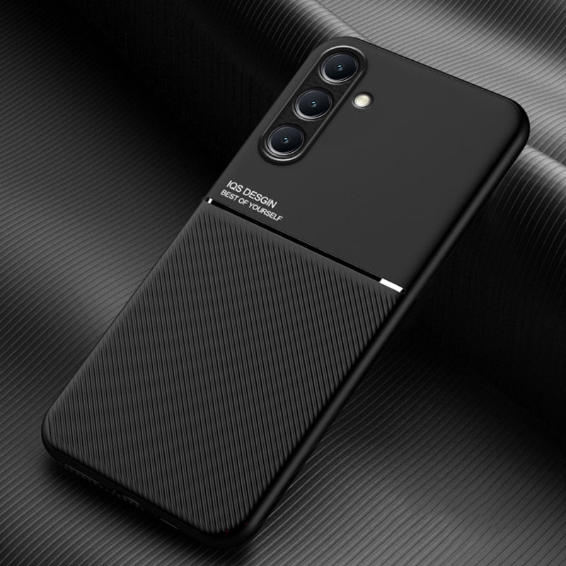 For-Samsung-Galaxy-S24-5G-Classic-Tilt-Strip-Grain-Magnetic-Shockproof-PC-+-TPU-Phone-Case(Black)