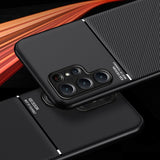For-Samsung-Galaxy-S24-5G-Classic-Tilt-Strip-Grain-Magnetic-Shockproof-PC-+-TPU-Phone-Case(Black)