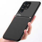 For-Samsung-Galaxy-S24-5G-Classic-Tilt-Strip-Grain-Magnetic-Shockproof-PC-+-TPU-Phone-Case(Black)