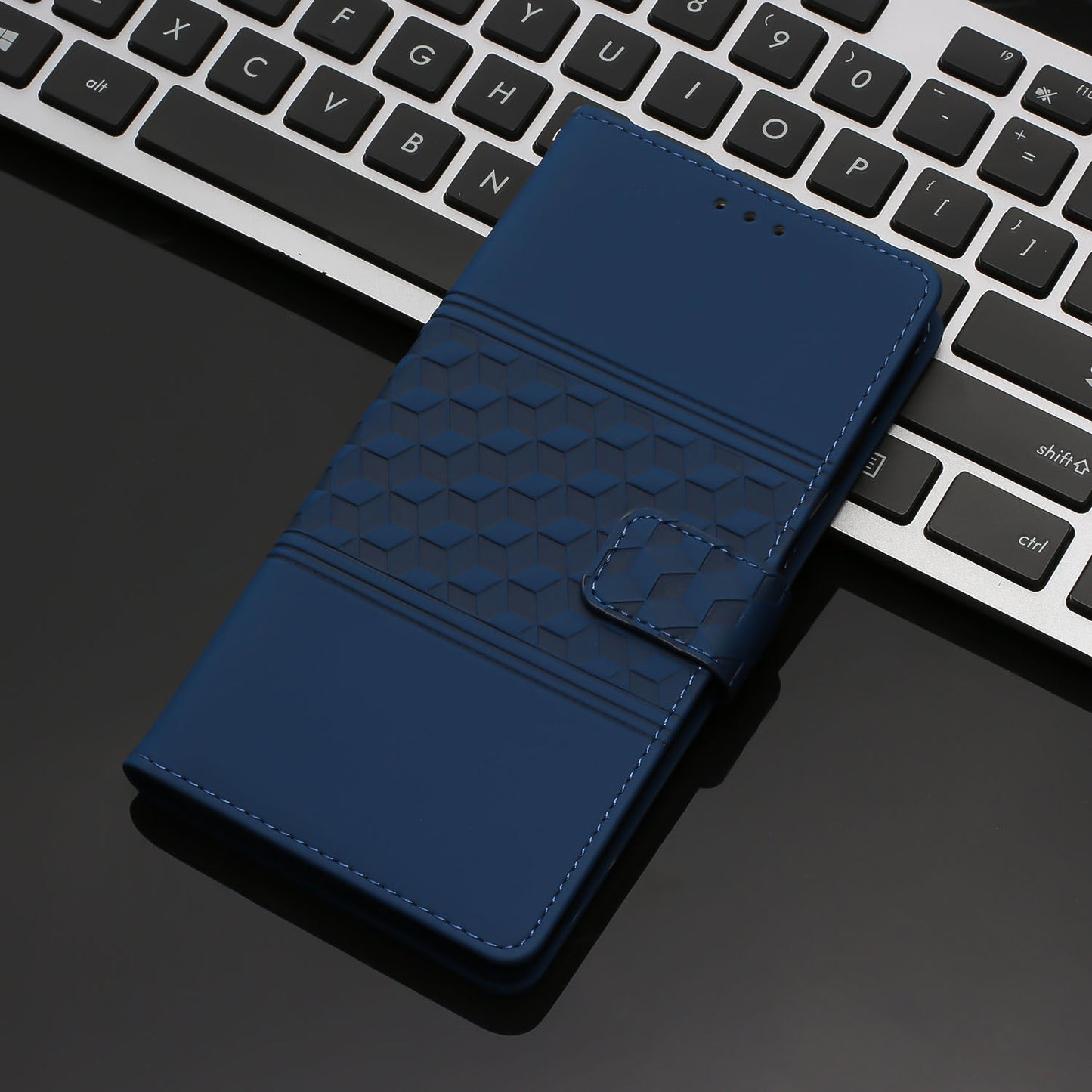 For-Honor-90-Lite-Diamond-Embossed-Skin-Feel-Leather-Phone-Case(Dark-Blue)