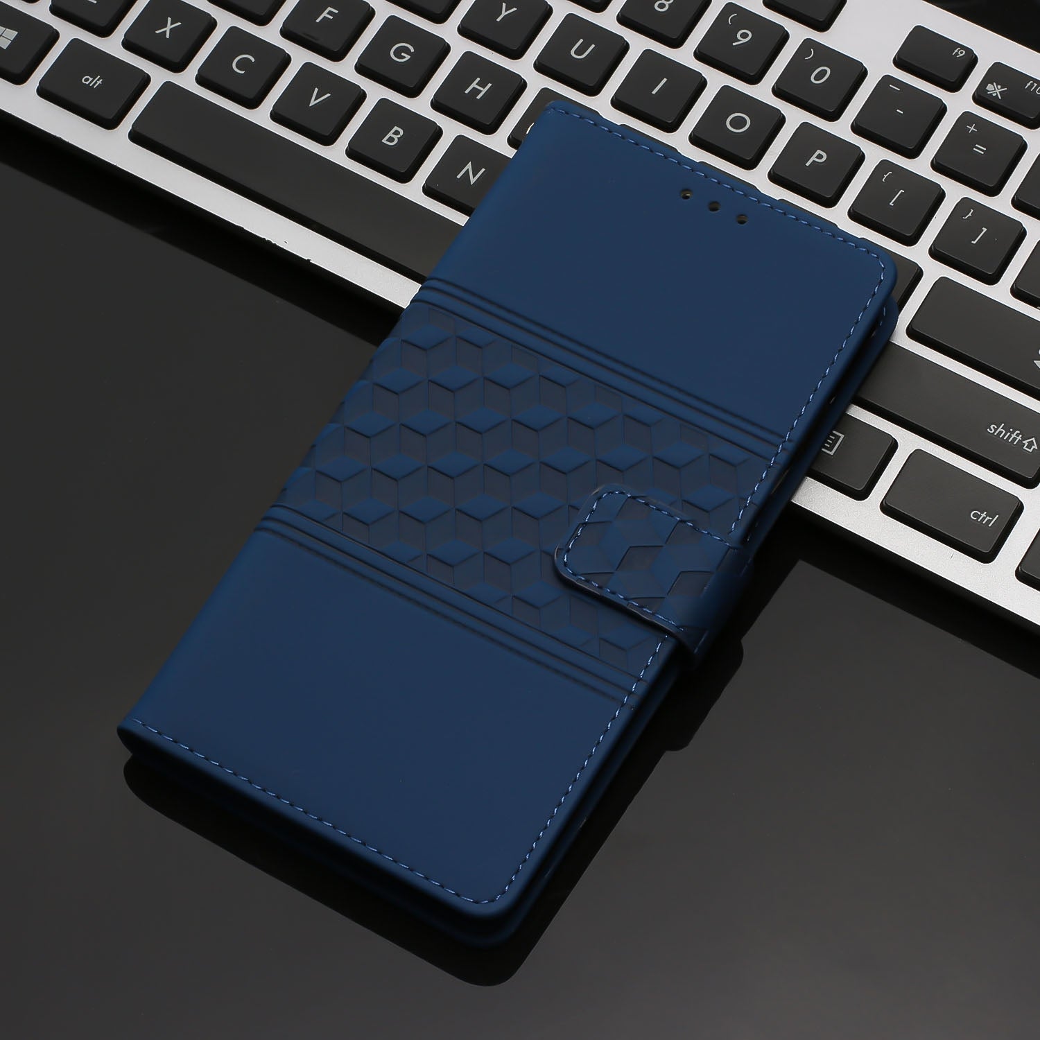 For-Honor-90-Lite-Diamond-Embossed-Skin-Feel-Leather-Phone-Case(Dark-Blue)