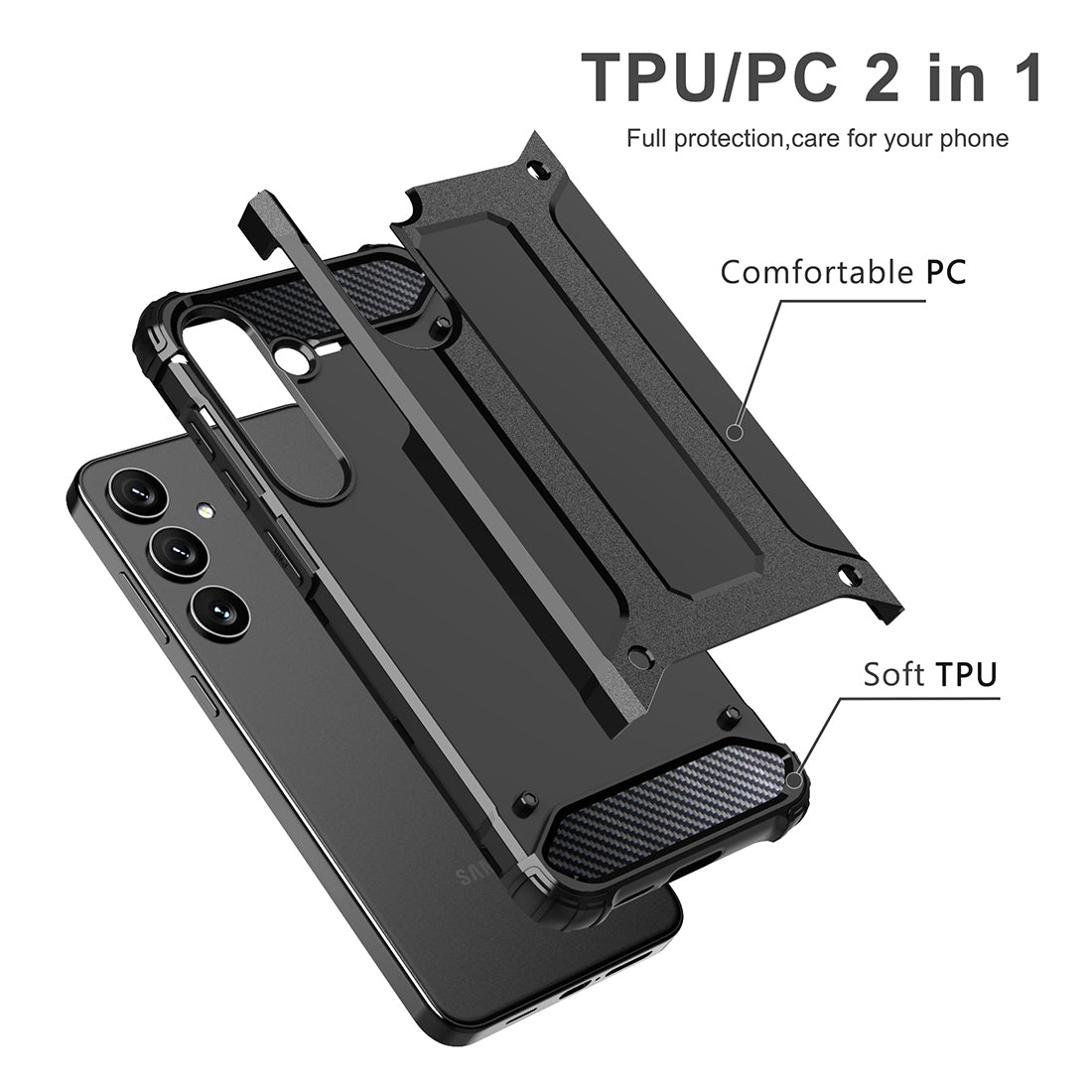 For-Samsung-Galaxy-S24-5G-Magic-Armor-TPU-Hybrid-PC-Phone-Case(Black)