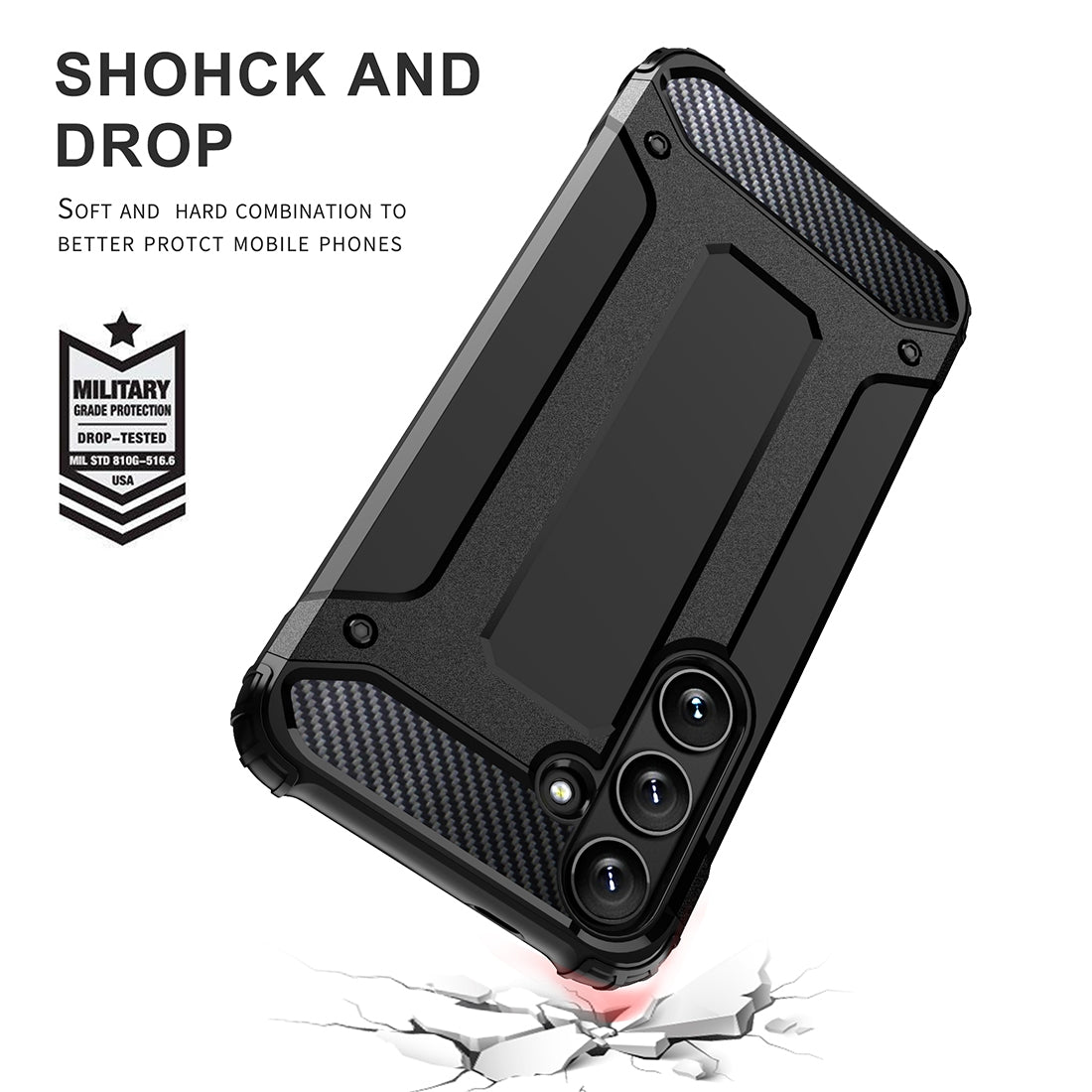 For-Samsung-Galaxy-S24-5G-Magic-Armor-TPU-Hybrid-PC-Phone-Case(Black)