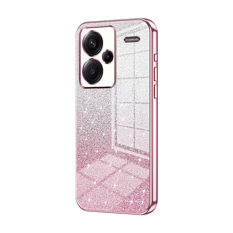 For-Xiaomi-Redmi-Note-13-Pro+-Gradient-Glitter-Powder-Electroplated-Phone-Case(Pink)