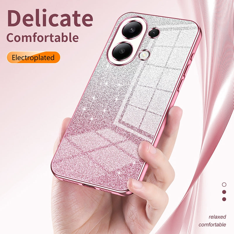 For-Xiaomi-Redmi-Note-13-Pro+-Gradient-Glitter-Powder-Electroplated-Phone-Case(Pink)