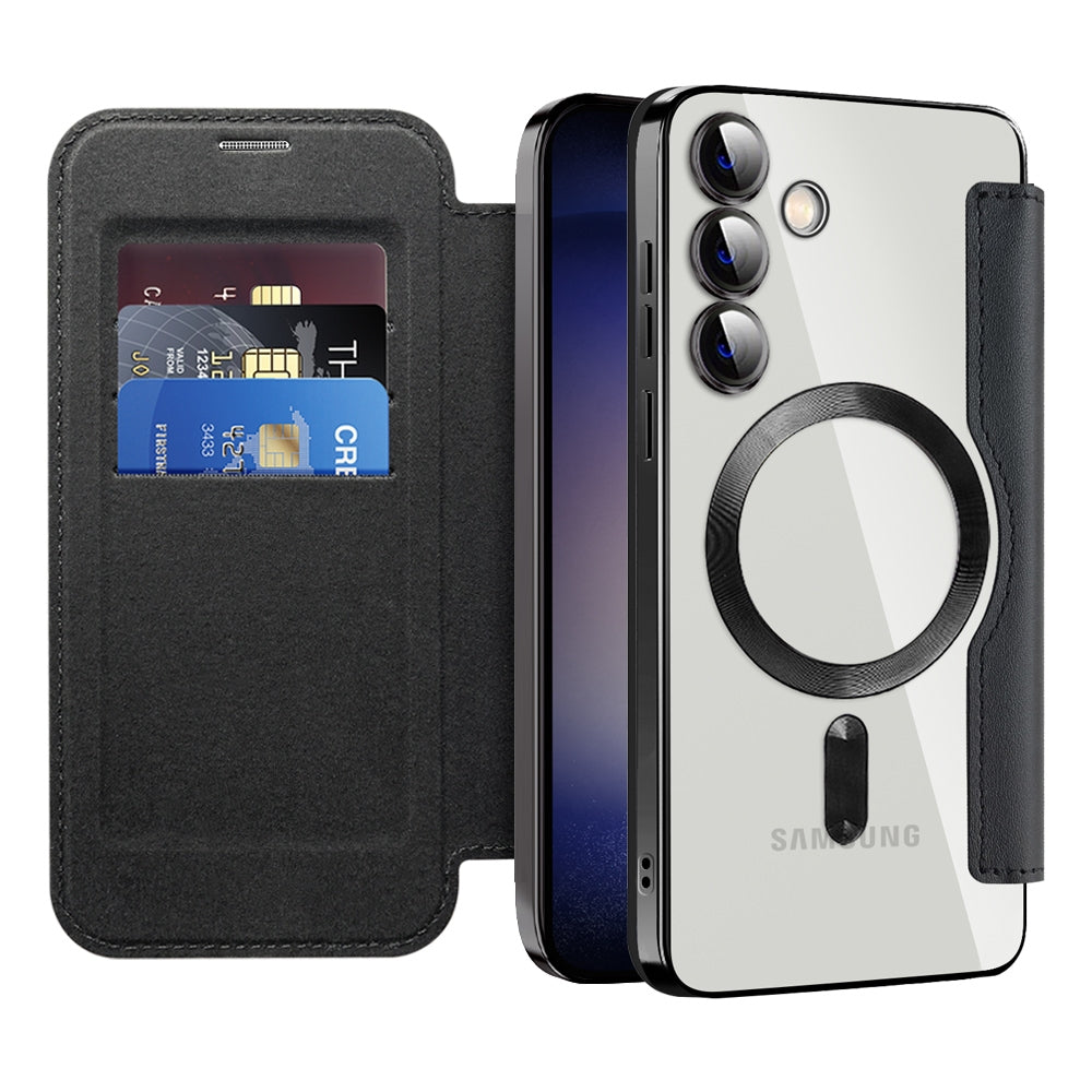 For-Samsung-Galaxy-S24-5G-MagSafe-Magnetic-RFID-Anti-theft-Leather-Phone-Case(Grey)