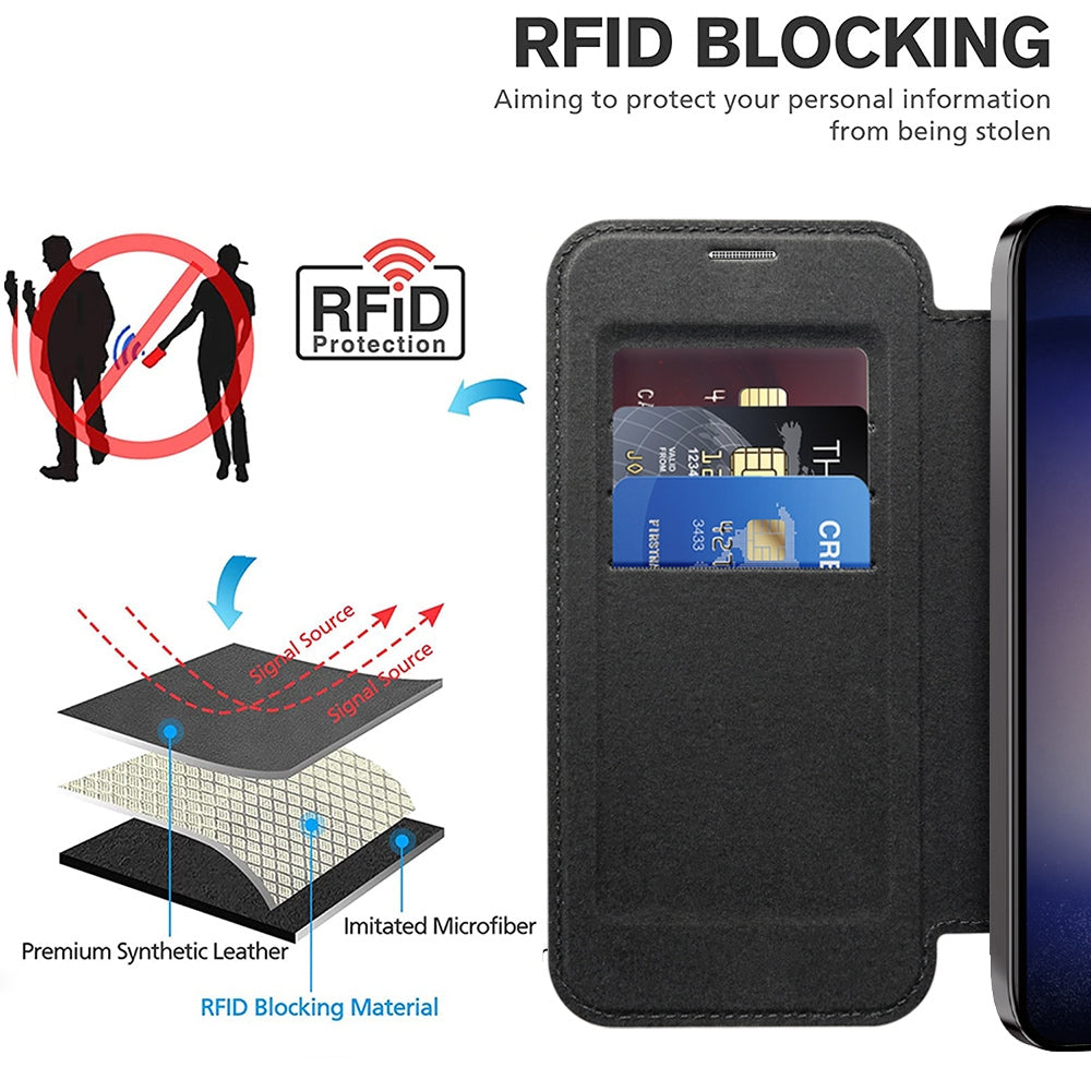 For-Samsung-Galaxy-S24-5G-MagSafe-Magnetic-RFID-Anti-theft-Leather-Phone-Case(Grey)