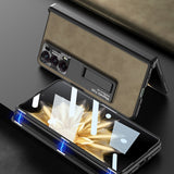 For-Honor-Magic-V2-GKK-Integrated-Frosted-Fold-Hinge-Leather-Phone-Case-with-Holder(Brown)