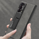 For-Honor-Magic-V2-GKK-Integrated-Frosted-Fold-Hinge-Leather-Phone-Case-with-Holder(Brown)