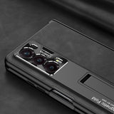 For-Honor-Magic-V2-GKK-Integrated-Frosted-Fold-Hinge-Leather-Phone-Case-with-Holder(Brown)