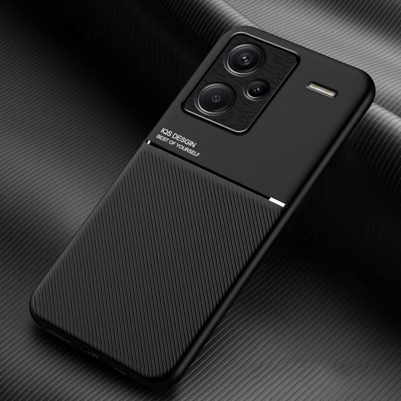 For-Xiaomi-Redmi-Note-13-Pro+-5G-Classic-Tilt-Strip-Grain-Magnetic-Shockproof-PC-+-TPU-Phone-Case(Black)