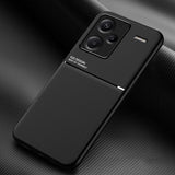 For-Xiaomi-Redmi-Note-13-Pro+-5G-Classic-Tilt-Strip-Grain-Magnetic-Shockproof-PC-+-TPU-Phone-Case(Black)