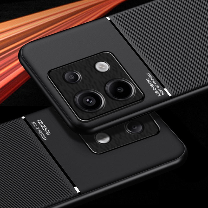 For-Xiaomi-Redmi-Note-13-Pro+-5G-Classic-Tilt-Strip-Grain-Magnetic-Shockproof-PC-+-TPU-Phone-Case(Black)