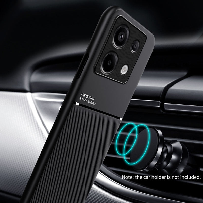For-Xiaomi-Redmi-Note-13-Pro+-5G-Classic-Tilt-Strip-Grain-Magnetic-Shockproof-PC-+-TPU-Phone-Case(Black)