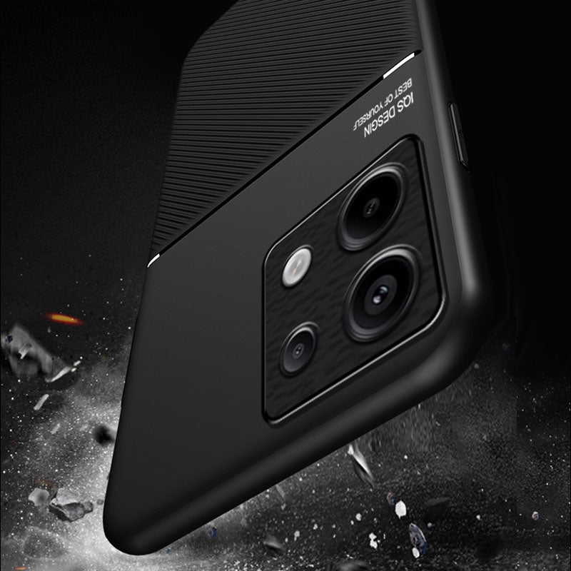 For-Xiaomi-Redmi-Note-13-Pro+-5G-Classic-Tilt-Strip-Grain-Magnetic-Shockproof-PC-+-TPU-Phone-Case(Black)
