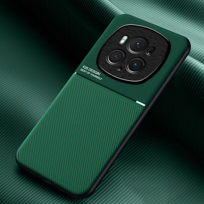 For-Honor-Magic6-Pro-Classic-Tilt-Strip-Grain-Magnetic-PC-Hybrid-TPU-Phone-Case(Green)
