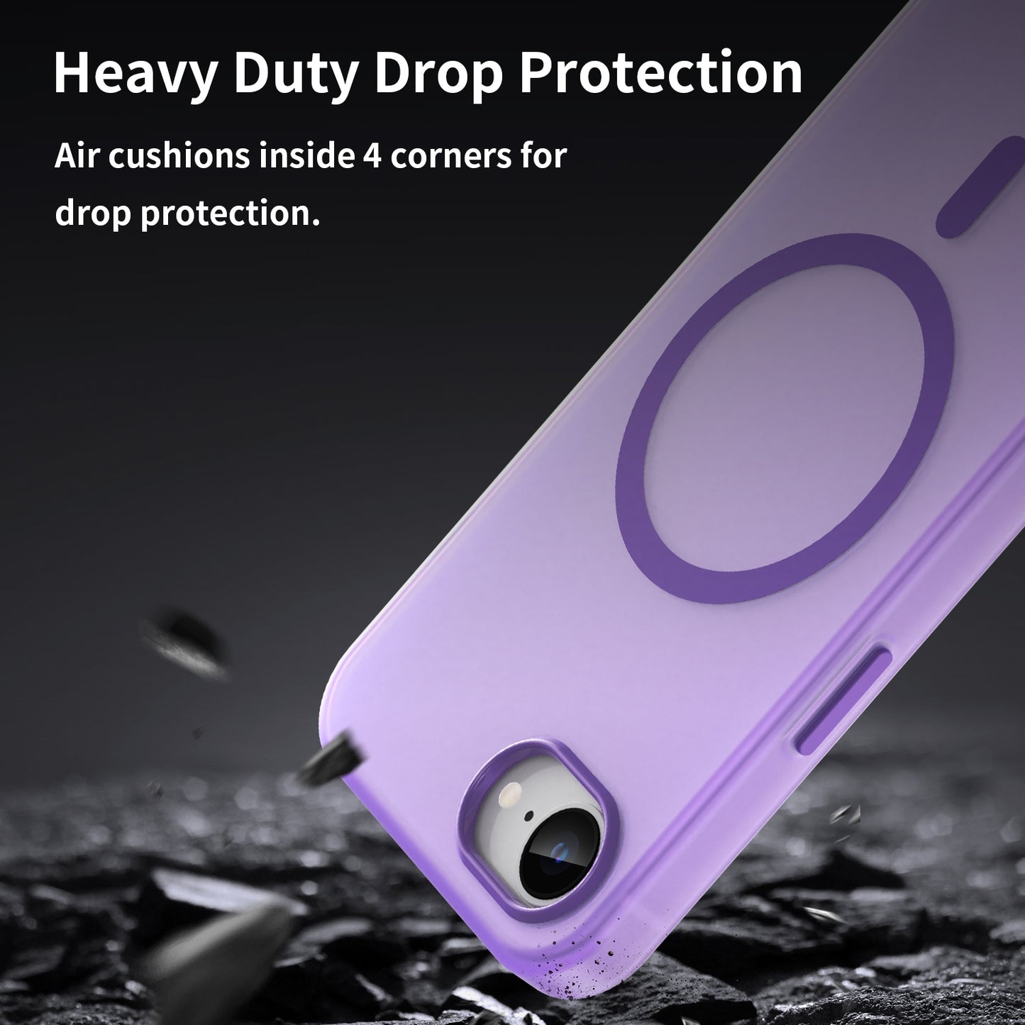 For-iPhone-17e-/-16e-MagSafe-Frosted-Translucent-TPU-+-PC-Full-Coverage-Phone-Case(Dark-Purple)
