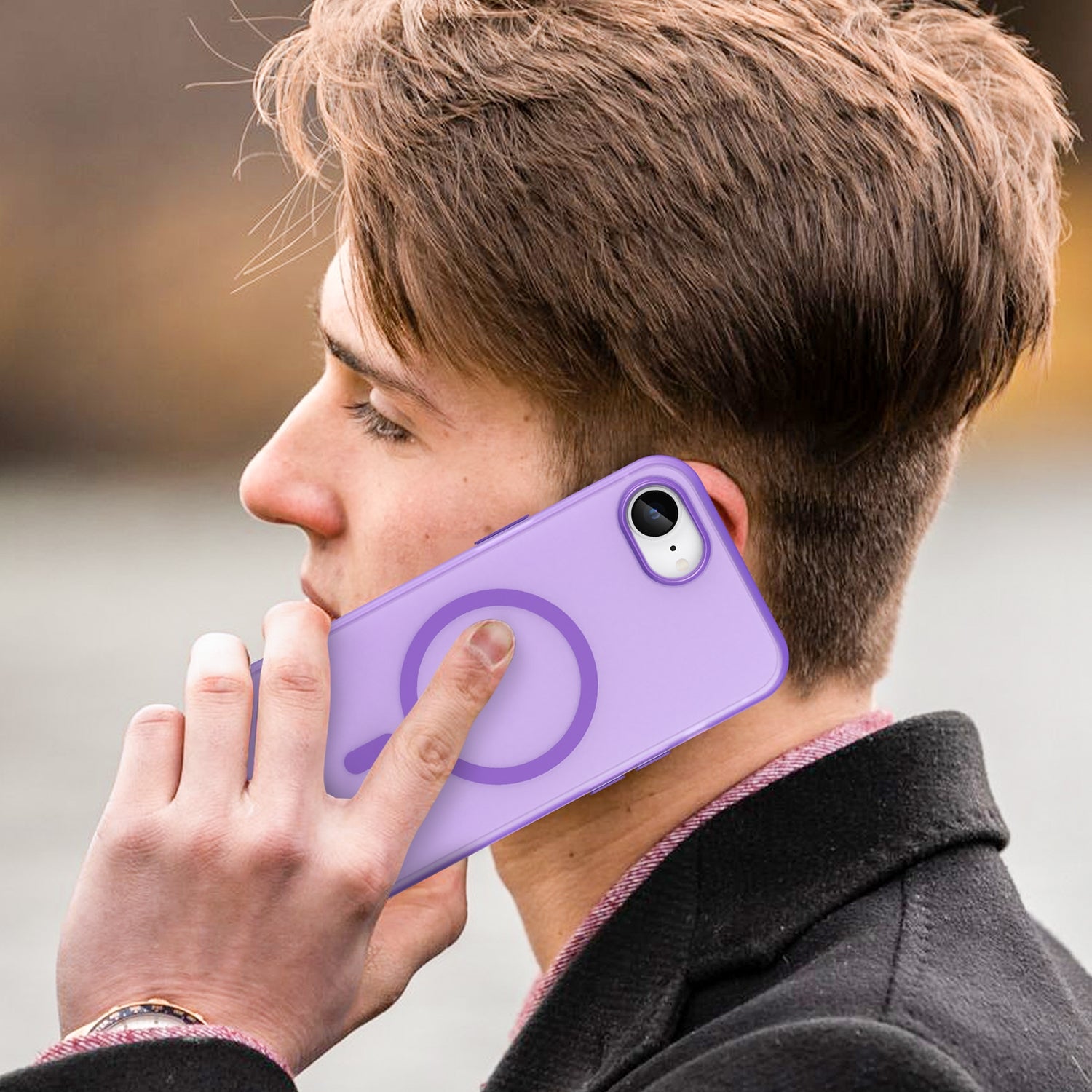 For-iPhone-17e-/-16e-MagSafe-Frosted-Translucent-TPU-+-PC-Full-Coverage-Phone-Case(Dark-Purple)