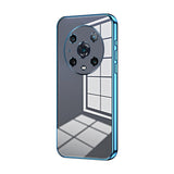 For-Honor-Magic4-Pro-Transparent-Plating-Fine-Hole-Phone-Case(Blue)