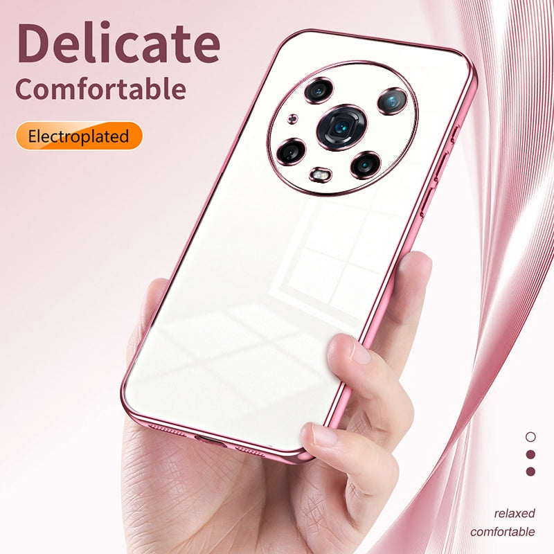 For-Honor-Magic4-Pro-Transparent-Plating-Fine-Hole-Phone-Case(Transparent)