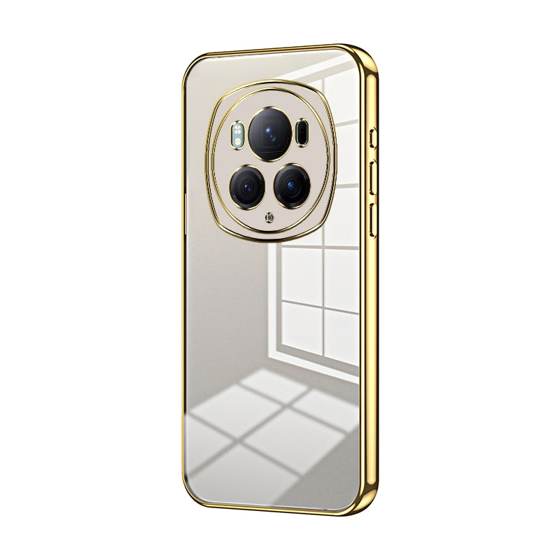 For-Honor-Magic6-Pro-Transparent-Plating-Fine-Hole-Phone-Case(Gold)