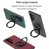 For-Samsung-Galaxy-S24-Ultra-5G-GKK-Skin-Feel-Leather-MagSafe-Magnetic-Phone-Case-with-Holder(Black)