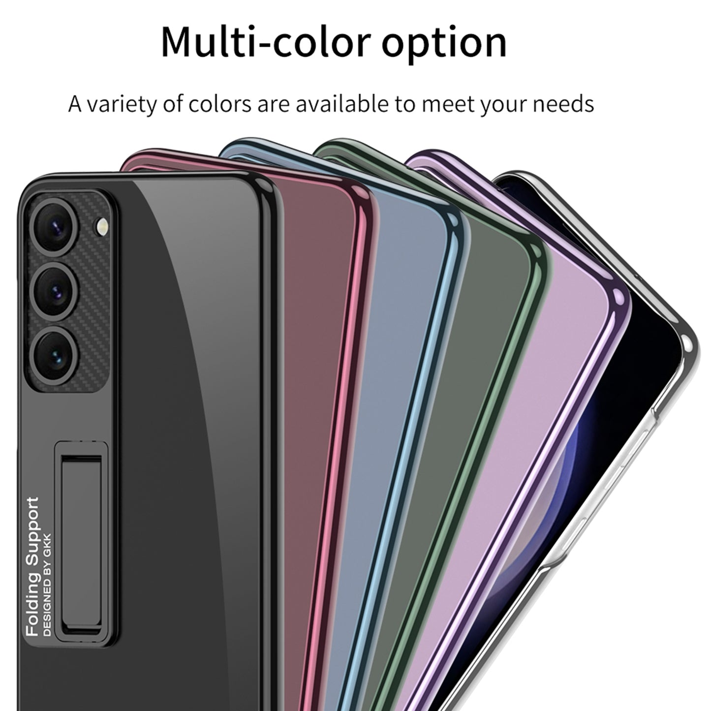 For-Samsung-Galaxy-S24-5G-GKK-Electroplating-Full-Coverage-Protective-Phone-Case-with-Holder(Silver)