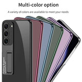 For-Samsung-Galaxy-S24-5G-GKK-Electroplating-Full-Coverage-Protective-Phone-Case-with-Holder(Silver)