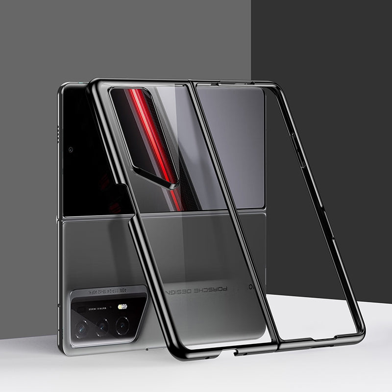 For-Honor-Magic-V2-RSR-Porsche-Design-Transparent-Electroplating-All-inclusive-Folding-Phone-Case(Black)