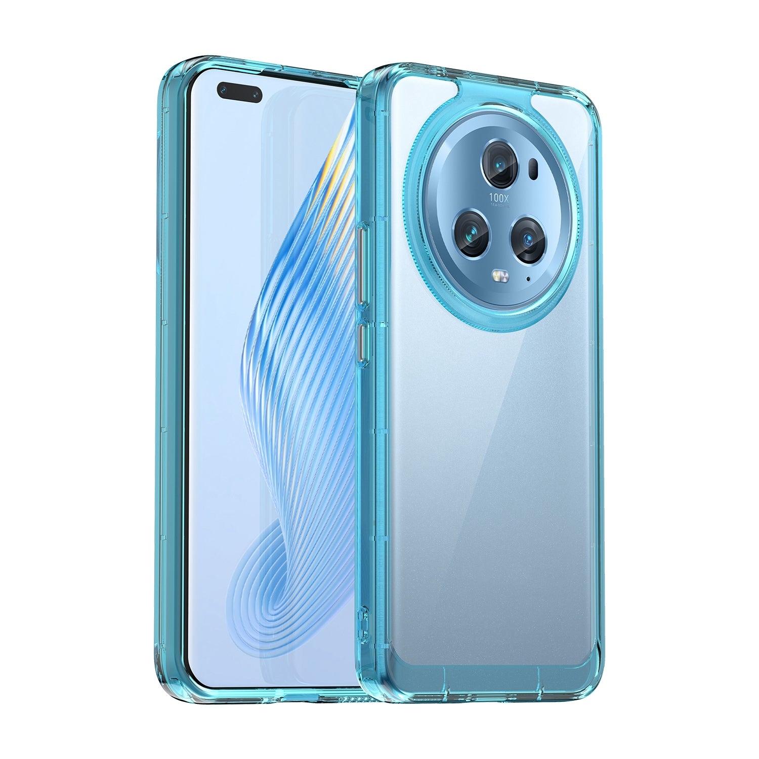 For-Honor-Magic5-Pro-Colorful-Series-Acrylic-Hybrid-TPU-Phone-Case(Transparent-Blue)
