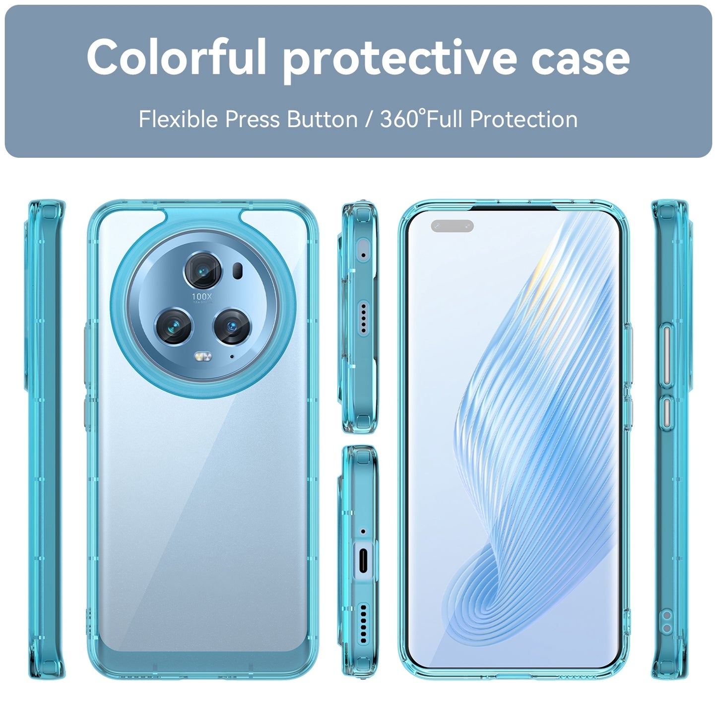 For-Honor-Magic5-Pro-Colorful-Series-Acrylic-Hybrid-TPU-Phone-Case(Transparent-Blue)