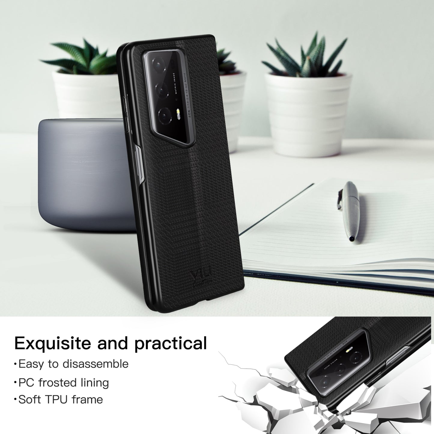 For-Honor-Magic-V2-RSR-Porsche-Design-ViLi-TH-Series-Shockproof-Phone-Case(Black)